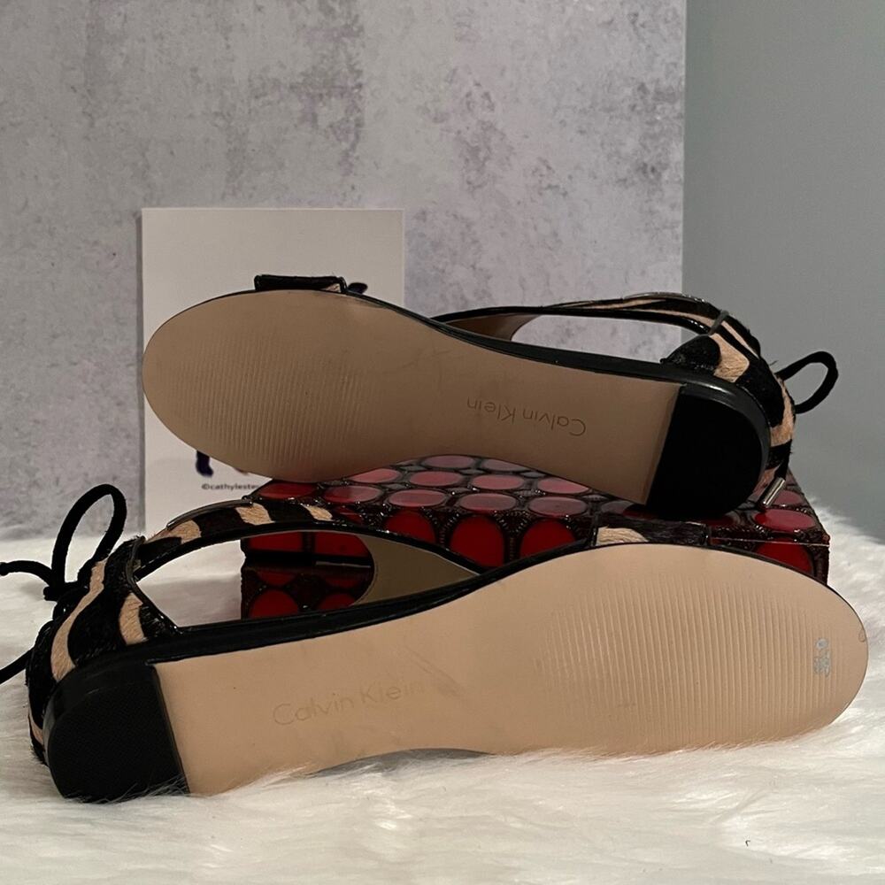 NEW Calvin Klein Searra Haircalf Leather Corset Tie Flat Sandals Size 5 NWOB - Picture 6 of 14